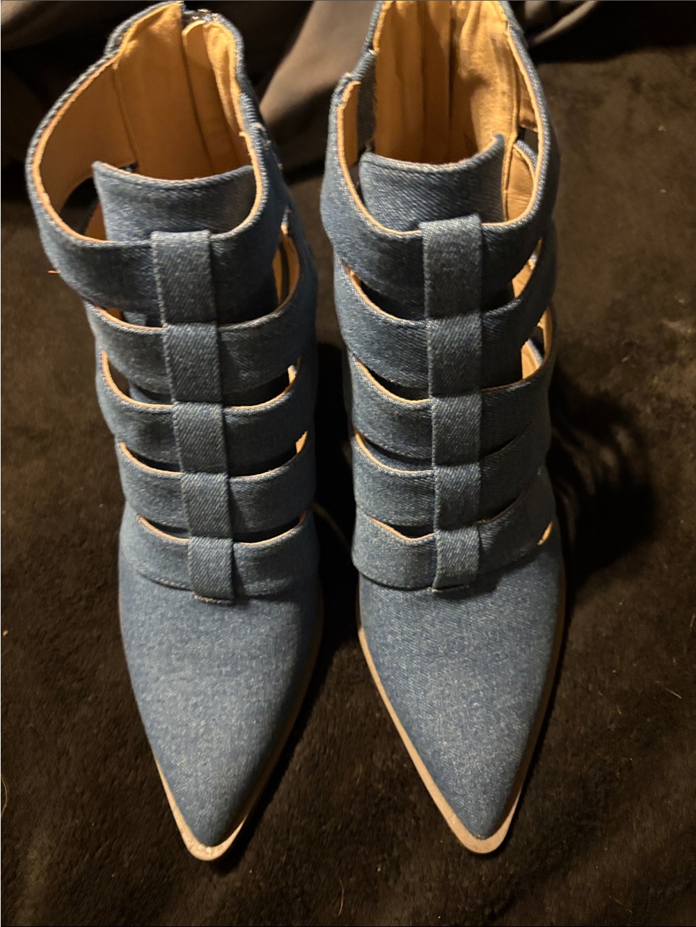 JustFab Mirabella Caged Denim Ankle Boots - Size 8.5 (NWOT)